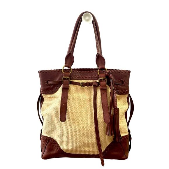 ISABELLA FIORE Belted Weave Tote Braided Leather Detail Tote Bag $395 - Picture 1 of 12